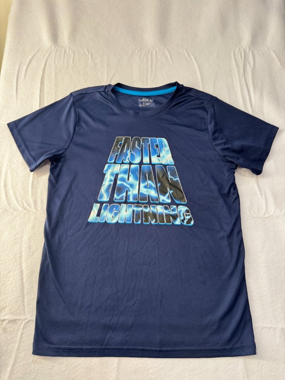 BCG Boys Faster Than Lightning Performance Graphic Active Tee Blue L 14-16 - Picture 3 of 7